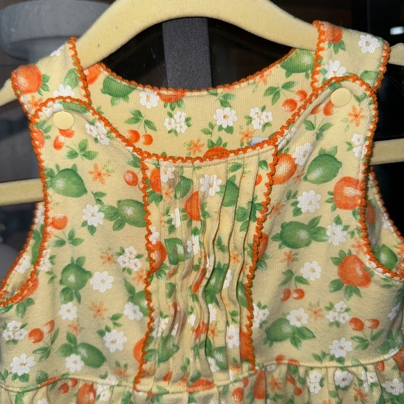 1990s Vintage Miniwear bubble romper baby girl limes lemons fruits print ruffles - Picture 5 of 6